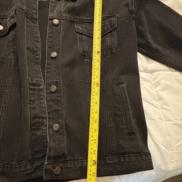 Black Denim Jacket with Silver Moon and Stars - Picture 3 of 8